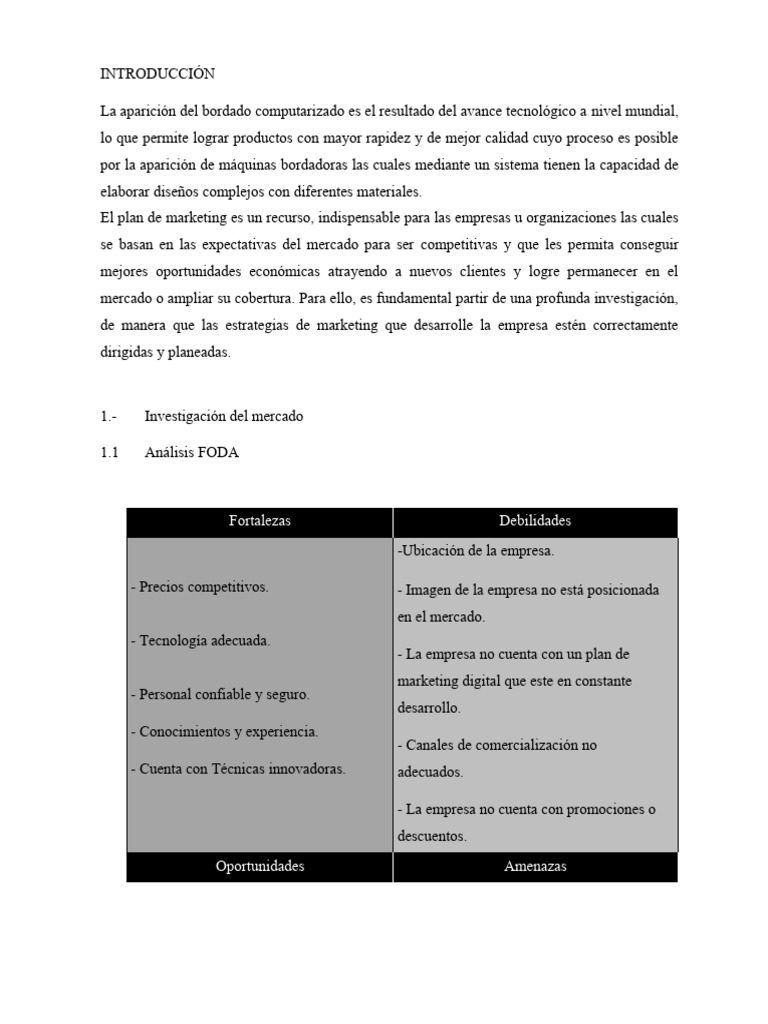 Estrategias de Marketing para Bordados | PDF | Marketing | Análisis FODA