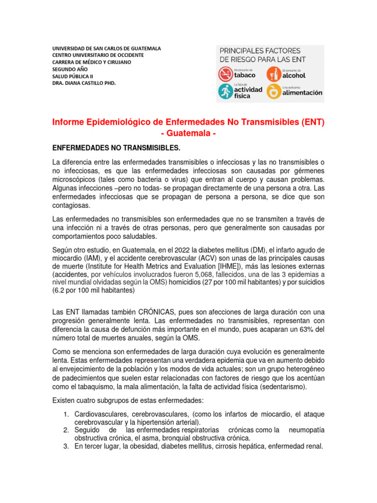 Informe Epidemiológico de Enfermedades No Transmisibles ECNT | PDF ...