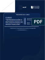 Programa de Estudio - Introducción A Metodologías de Investigación