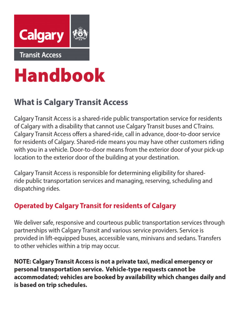 Calgary Transit Access Guide for Disabled | PDF | Wheelchair | Elevator