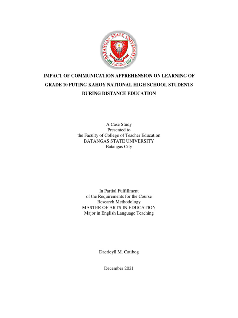 Impact of communication apprehension on language learning of the