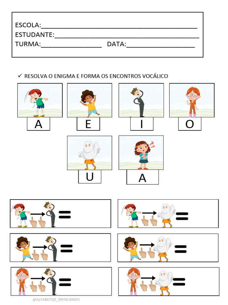 Atividades de Encontros Vocálicos 1º Ano | PDF