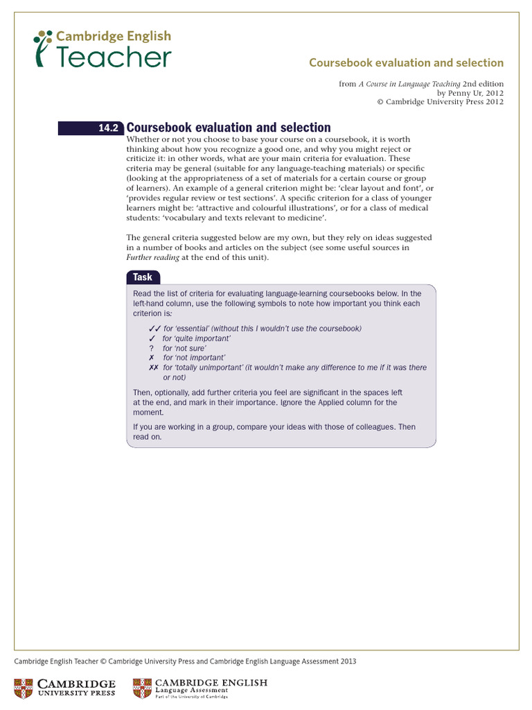 Coursebook Evaluation And Selection Download Free Pdf Language
