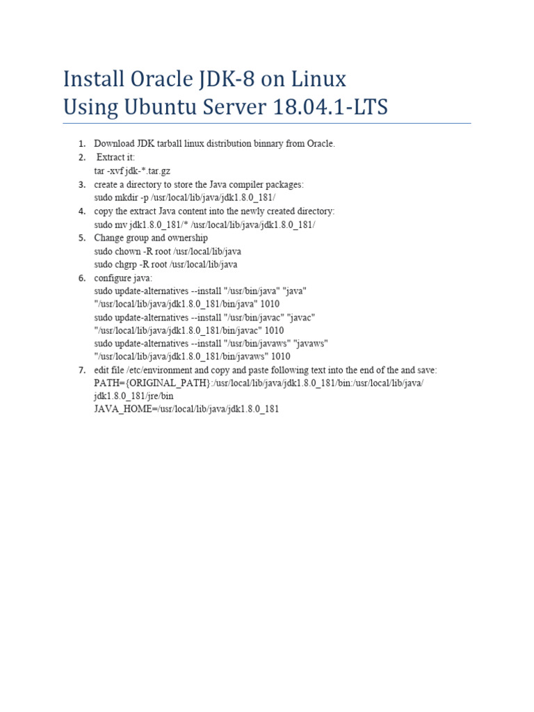 Install Oracle JDK 8 on Ubuntu 18.04 | PDF