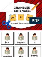 Illustrated Present Continuous Scrambled Sentences Cards