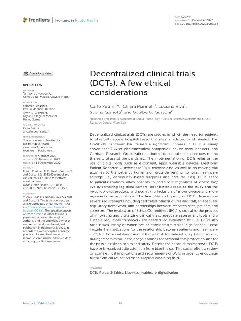 DCT Ethics PDF Clinical Trial Health Care