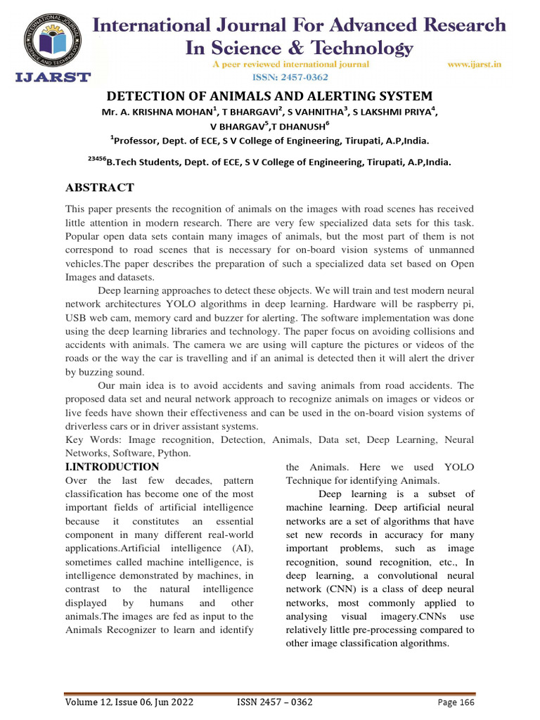 Animal Detection and Alert System | PDF