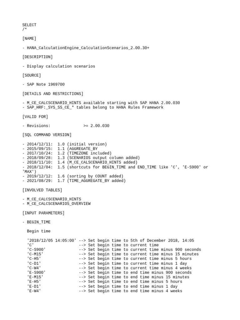 HANA Calculation Scenarios Overview | PDF | Data | Data Management Software