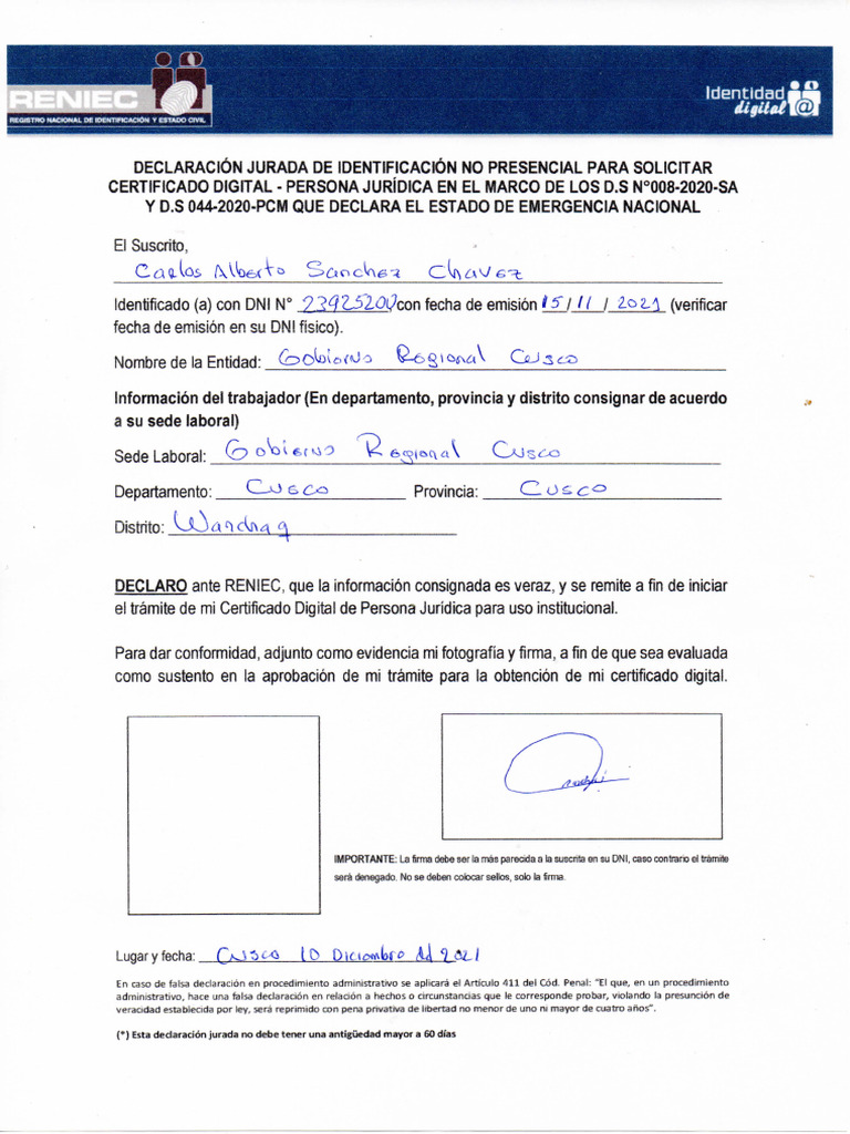 Formato De Declaracion Jurada Registro De Estupefacientedeclaracion ...