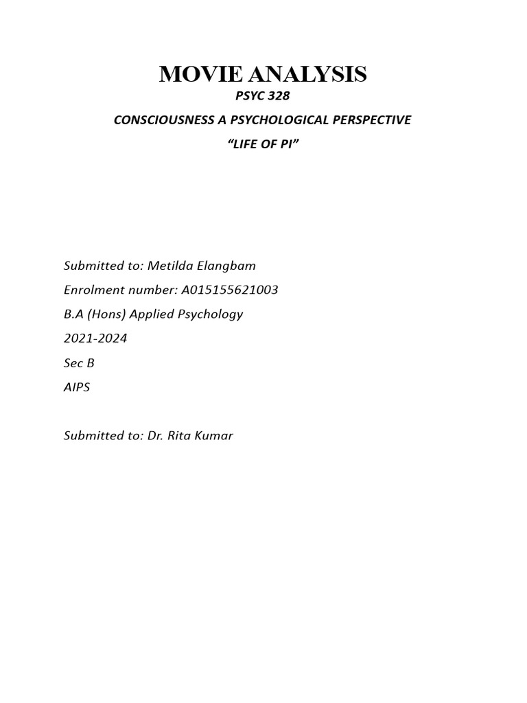 Metildaelangbam - A015155621003 - Movieanalysis - Psyc328 | PDF | Young ...