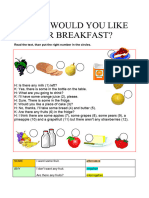 Food What Would You Like For Breakfast Oneonone Activities Reading Comprehension Exercise - 8183
