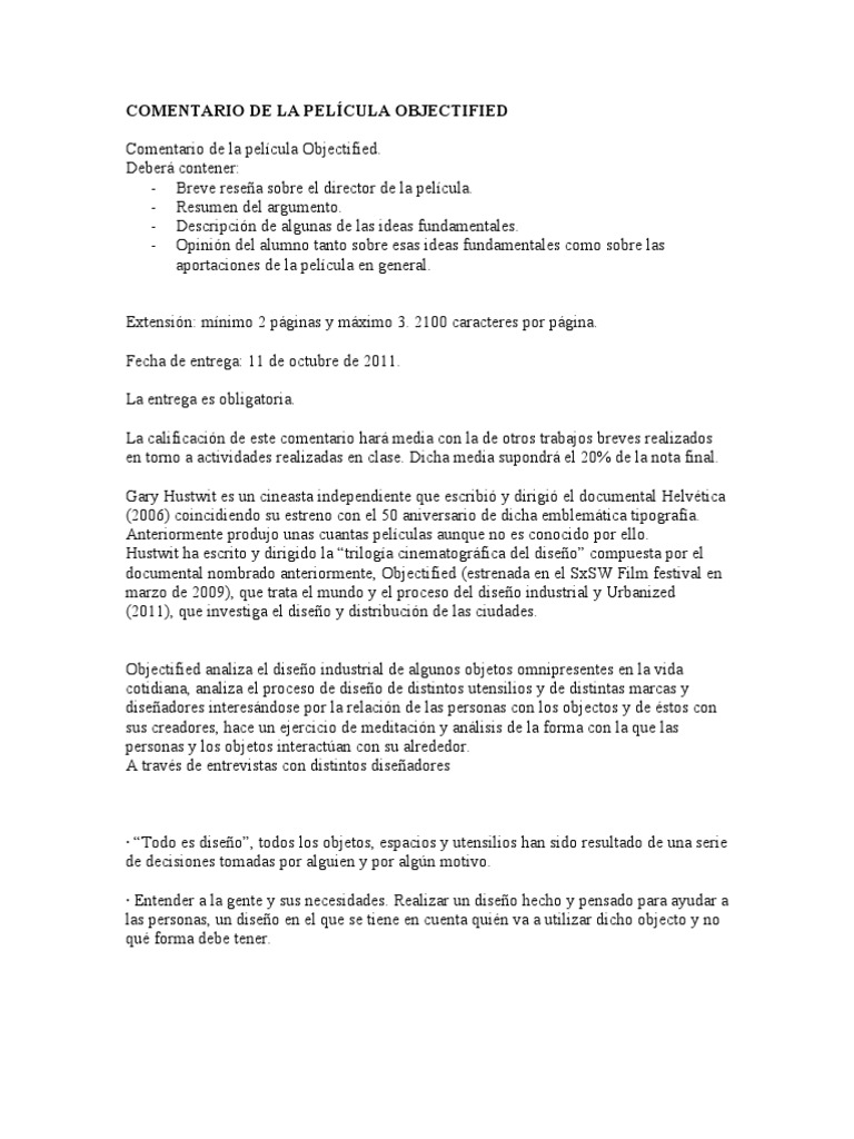 Análisis del documental Objectified | PDF | Diseño | Vida