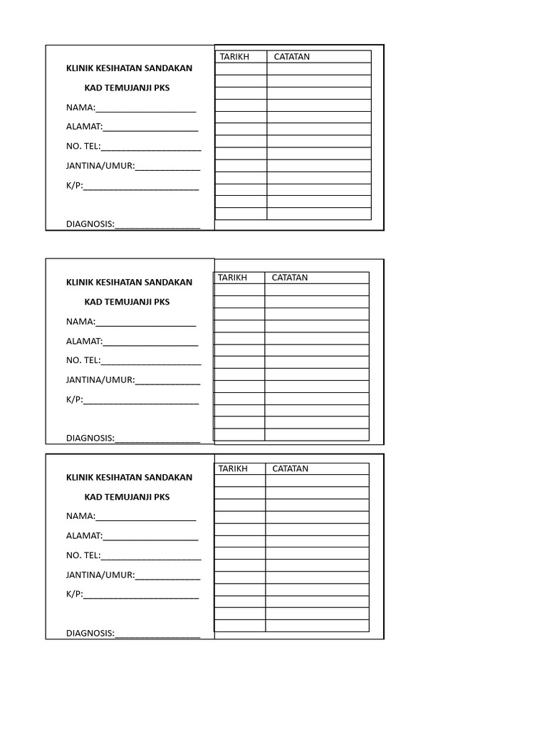 Kad Temujanji Template PDF