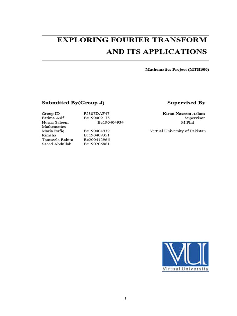 Fourier Transform and Its Applications | PDF | Fourier Transform ...