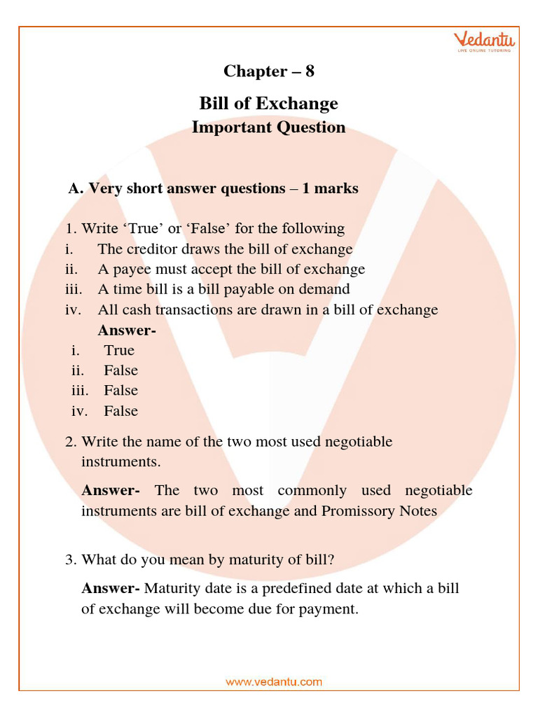 Bill of Exchange: Key Questions & Answers | PDF | Negotiable Instrument ...