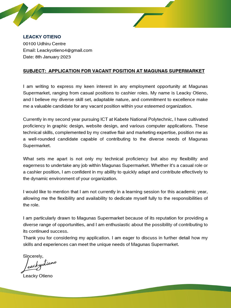 BEST APPLICATION LETTER FOR JOB VACANCY IN SUPERMARKET visual data 6