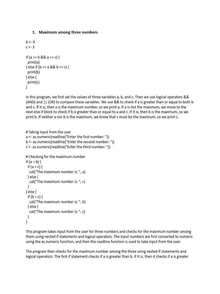 R Programming: Max, Calc, Vectors, Lists, Matrices | PDF | Computer ...