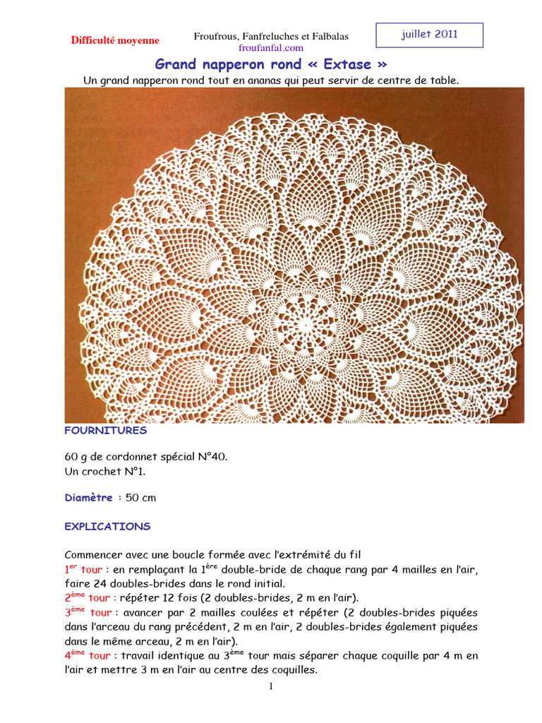 Napperon Rond Au Crochet Explication Et Schema