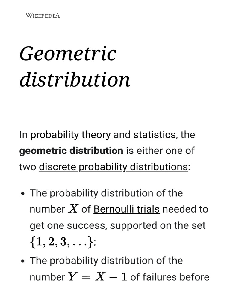 Geometric Distribution - Wikipedia | PDF | Probability Distribution ...