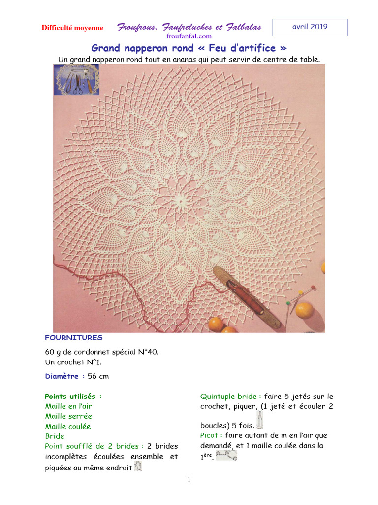 Napperon Rond Au Crochet Explication Et Schema