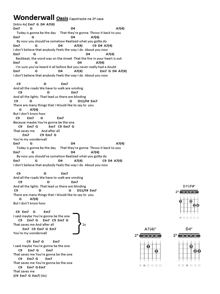 Wonderwall oasis capotraste na pdf
