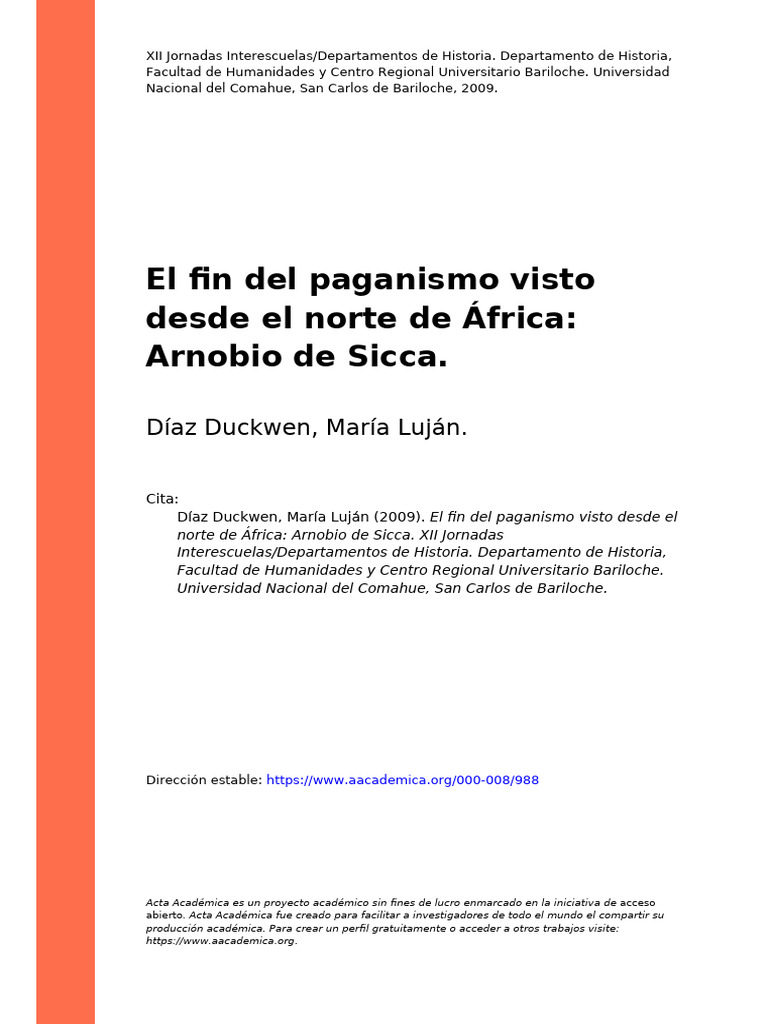 Díaz Duckwen, María Luján (2009) El Fin Del Paganismo Visto Desde El
