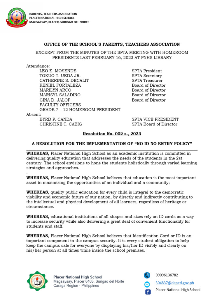 Resolution On ID | PDF