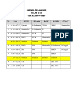 JADWAL PELAJARAN Kelas 6