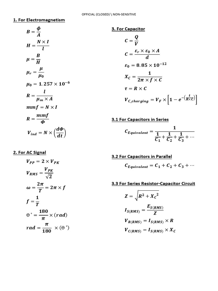 E2099C Formula Sheet - 2 | PDF | Electronics | Telecommunications ...