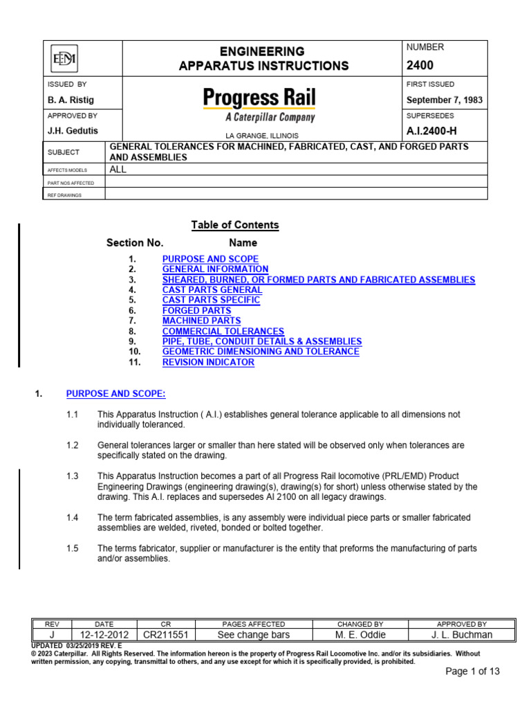 General Tolerances for Engineering Parts | PDF | Engineering Tolerance ...