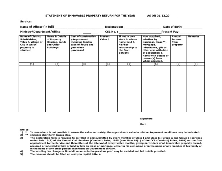 Immovable Property Returns | PDF | Property | Property Law