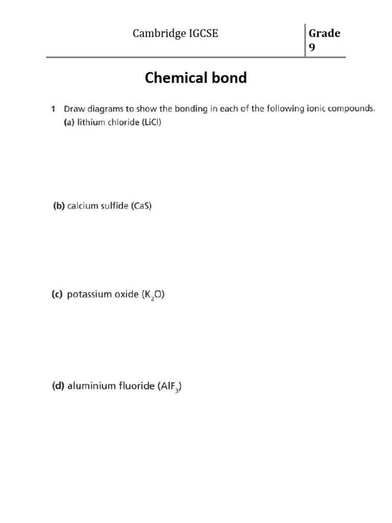Chemical Bonding Topic Test PDF