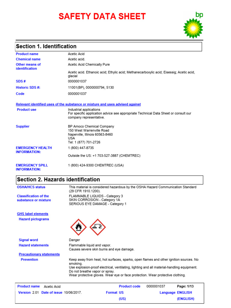 Acetic Acid MSDS PDF Personal Protective Equipment Waste