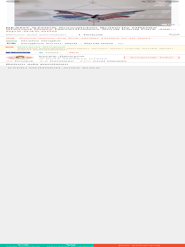 Jual READY STOCK Suncatcher Butterfly OROSY Stained Glass Nevertheless