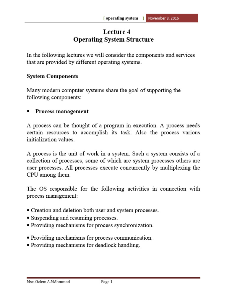 Lecture 4 Os | PDF