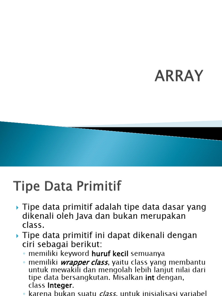 Ciri-Ciri dan Penggunaan Array di Java | PDF | Metode & Bahan Ajar ...