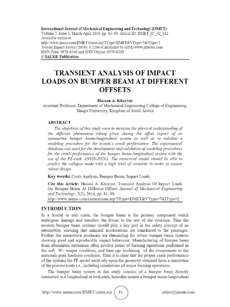 Transient Analysis of Impact Loads On B.. | PDF