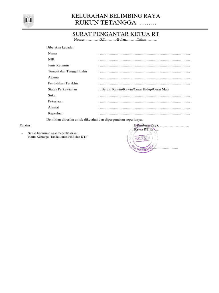 Surat Keterangan Pisah RT/RW | PDF | Game & Aktivitas | Hukum