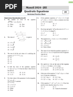 Quadratic Equations - Practice Sheet