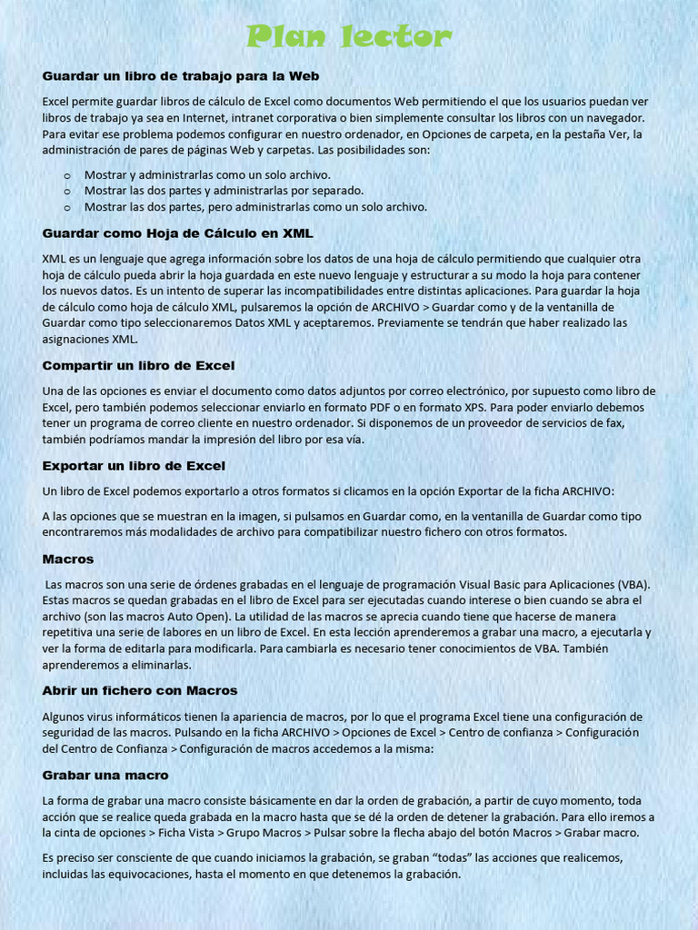 Plan Lector Pdf Macro Informática Xml
