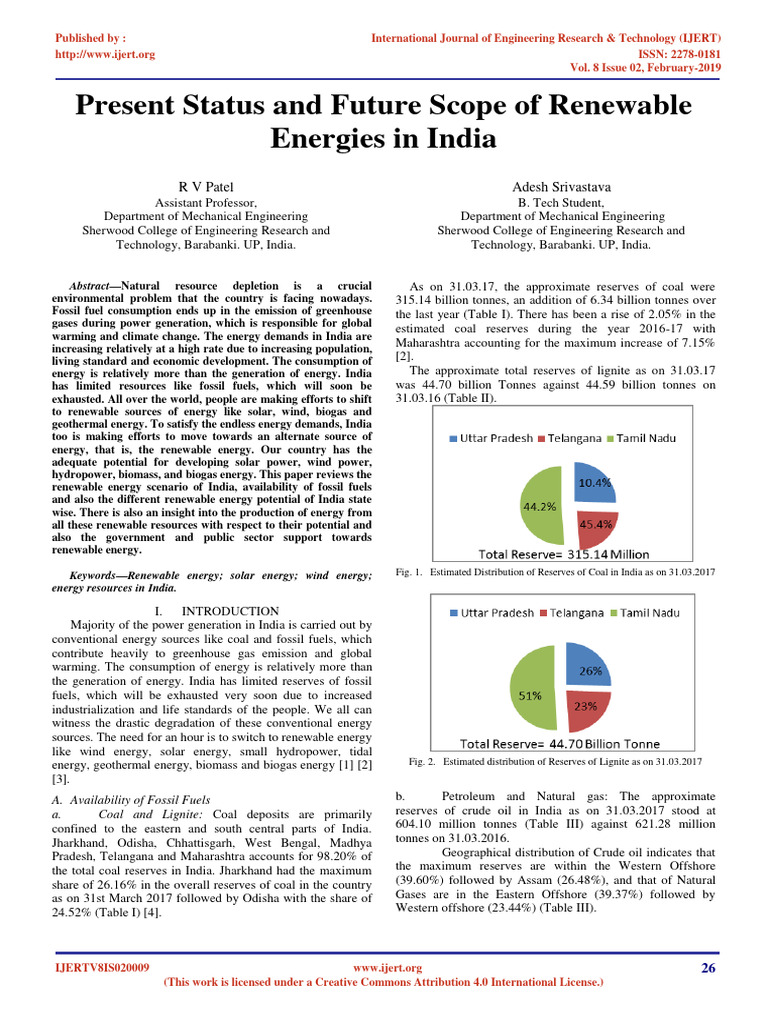 Present Status and Future Scope of Renewable Energies in India ...