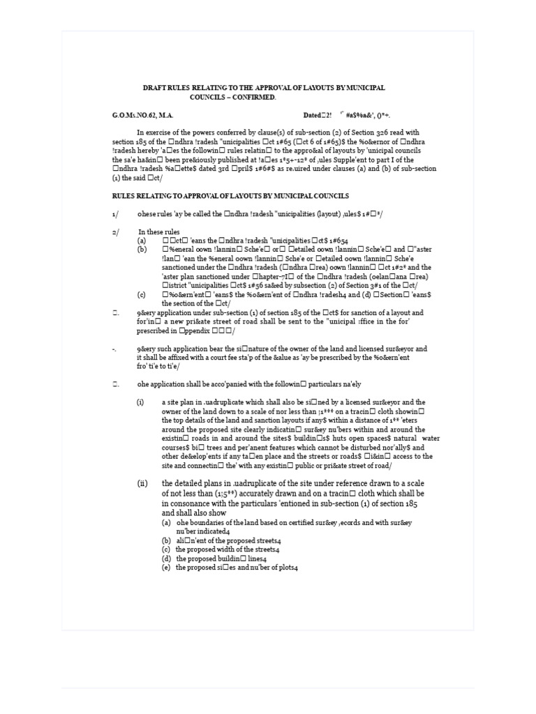 Andhra Pradesh Municipal Layout Rules | PDF | Home & Garden ...