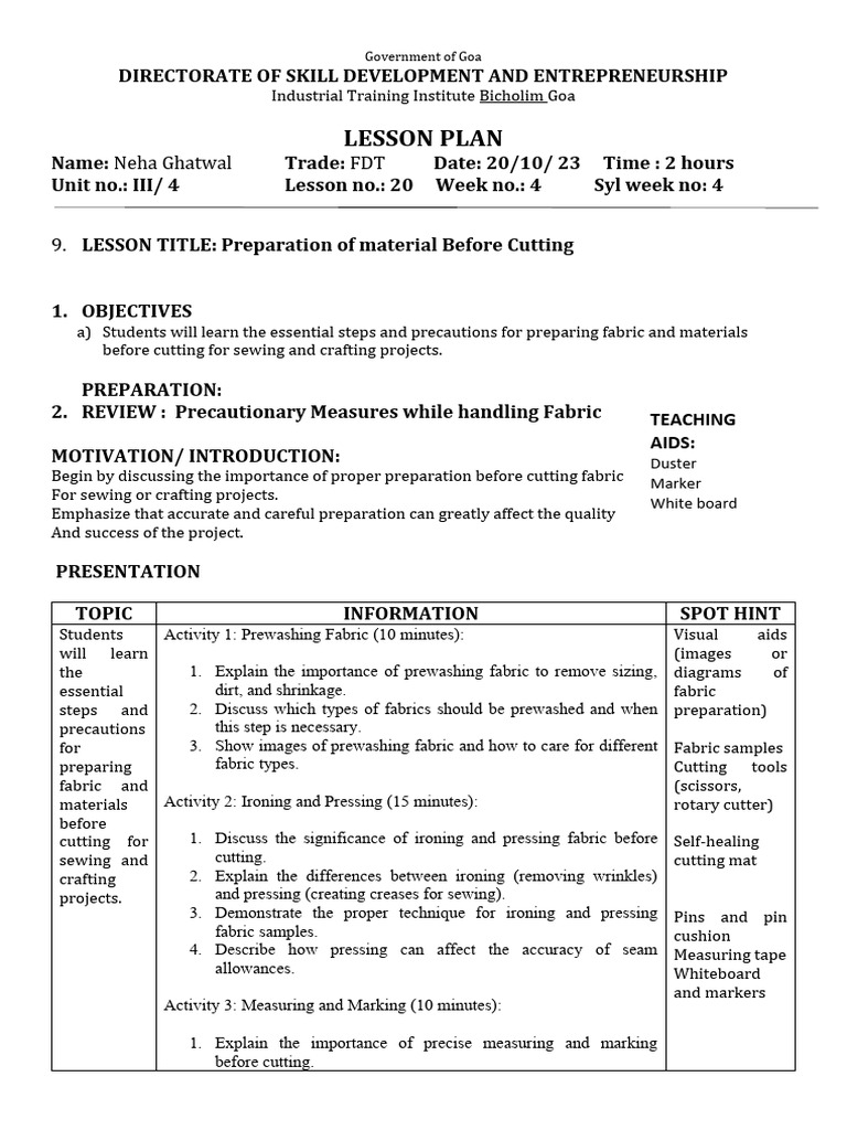 Preparation Of Material Before Cutting Pdf Sewing Textiles