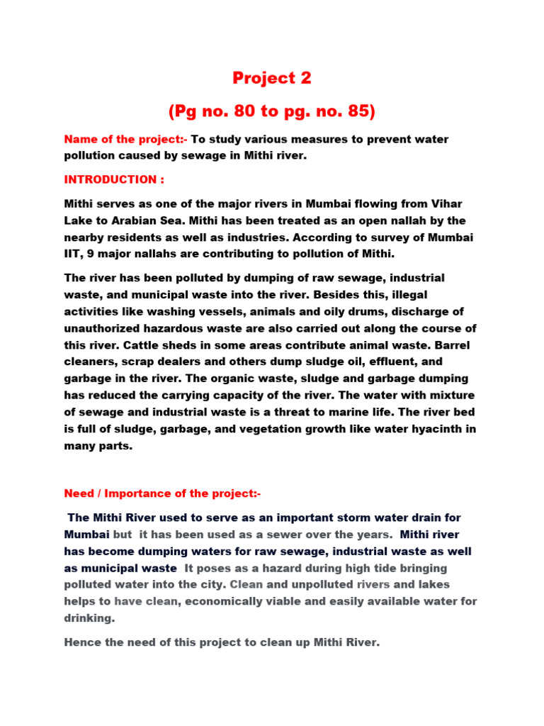 Mithi River Pollution Prevention Project | PDF