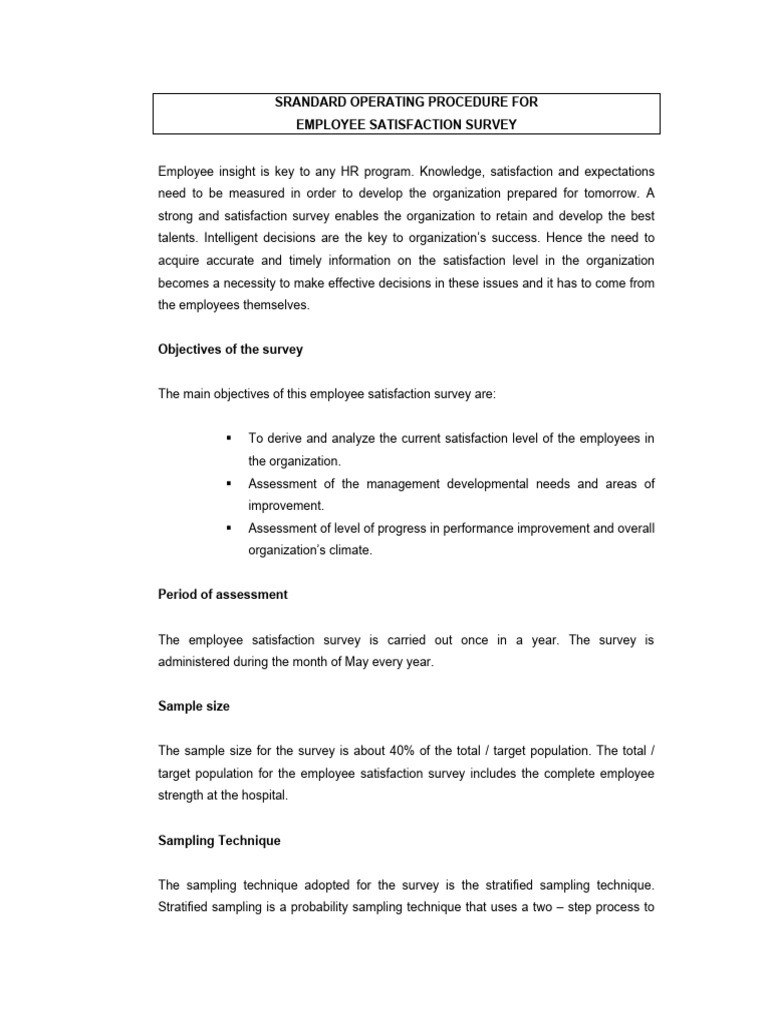 SOP - Employee Satisfaction Survey | Download Free PDF | Survey