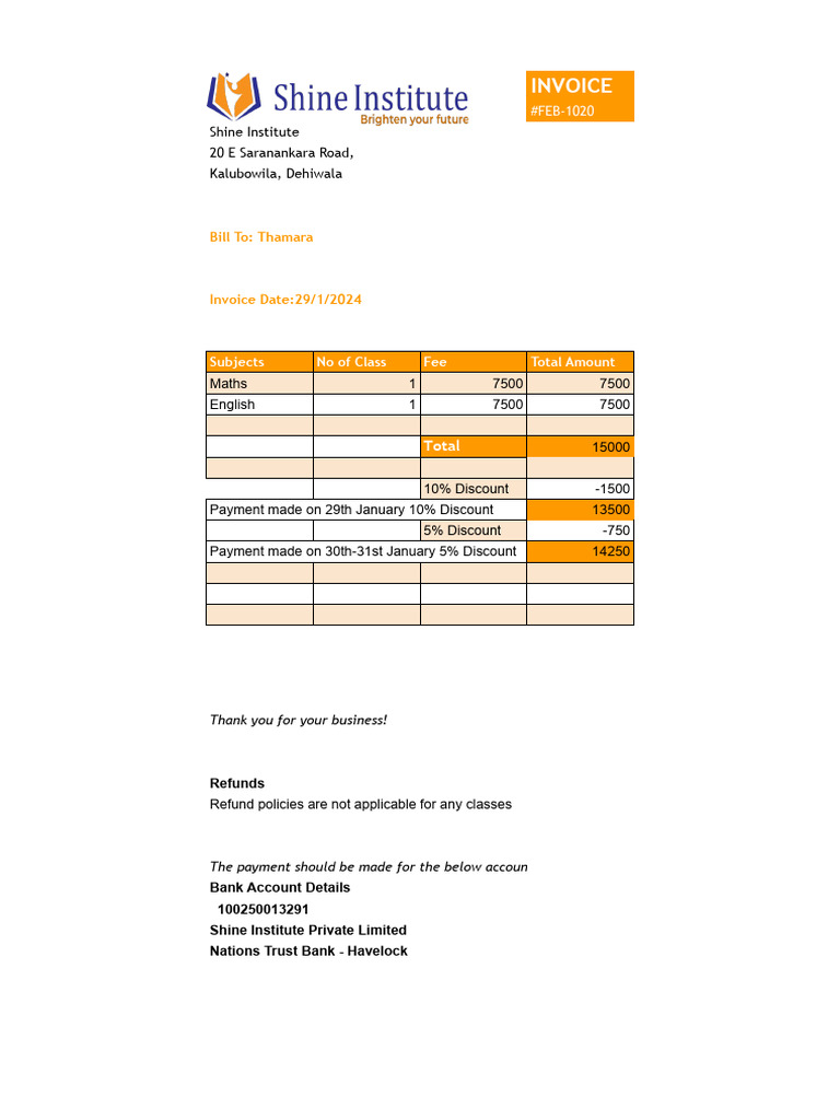 February Invoices 2024 Thamara PDF