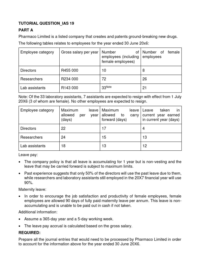 IAS 19 Employee Benefits (Tutorial Question - Q) | PDF | Employment ...