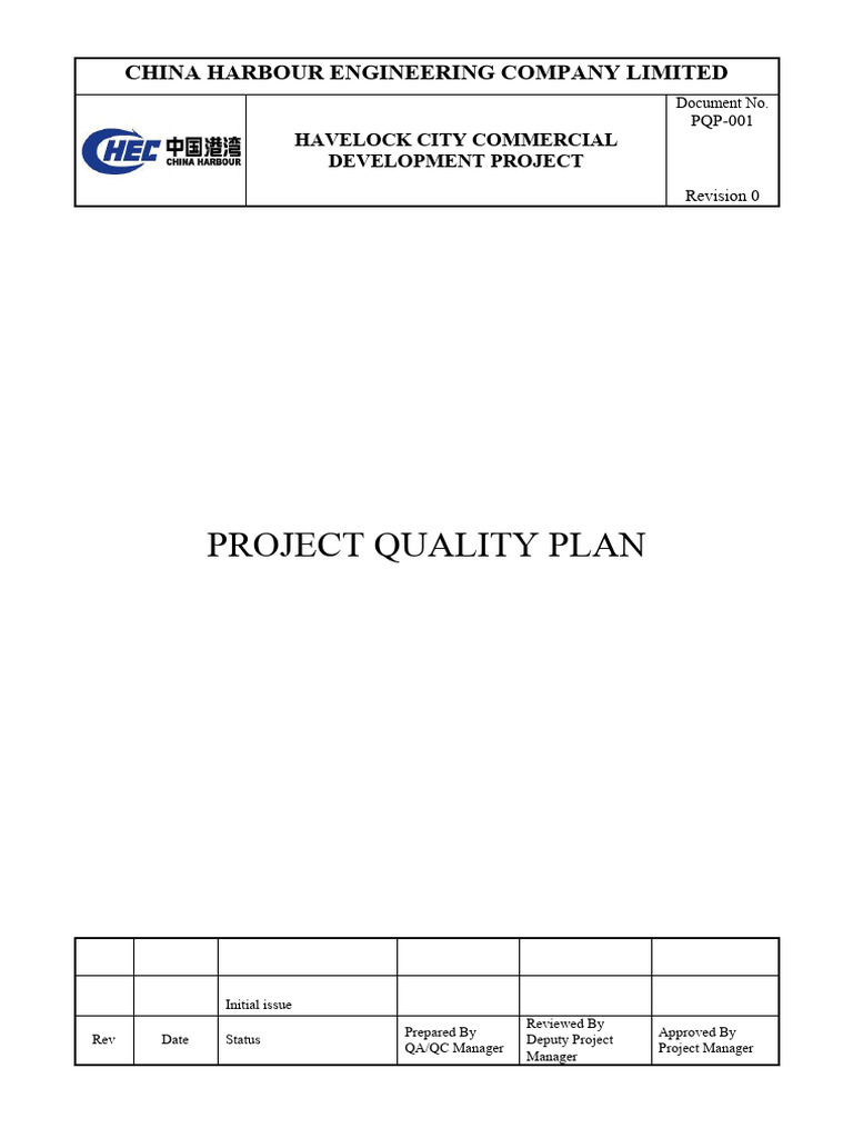 Project Quality Plan: China Harbour Engineering Company Limited | PDF