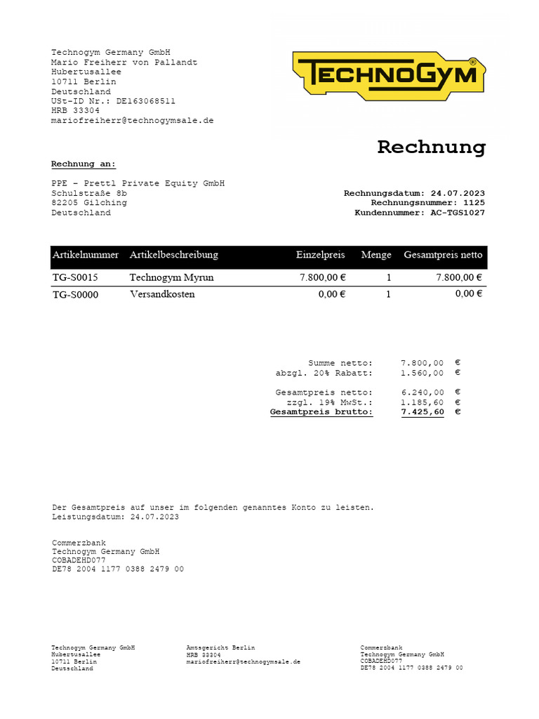 Rechnungsnummer 1125 | PDF