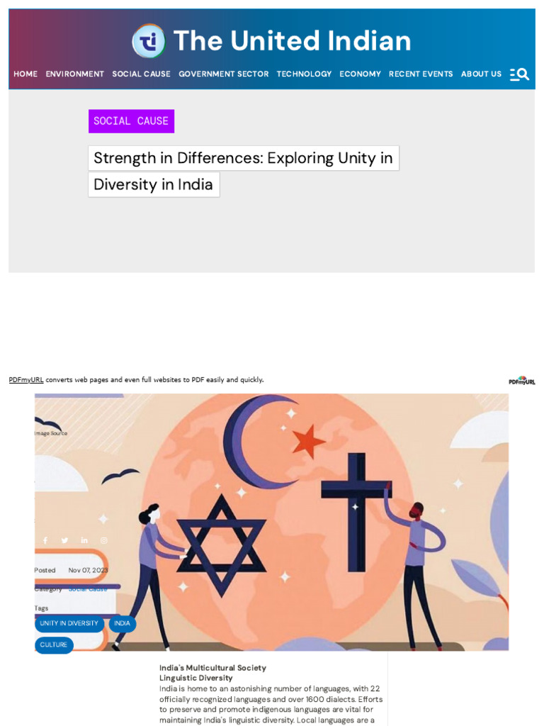 Unity In Diversity In India Pdf Multiculturalism Cuisine